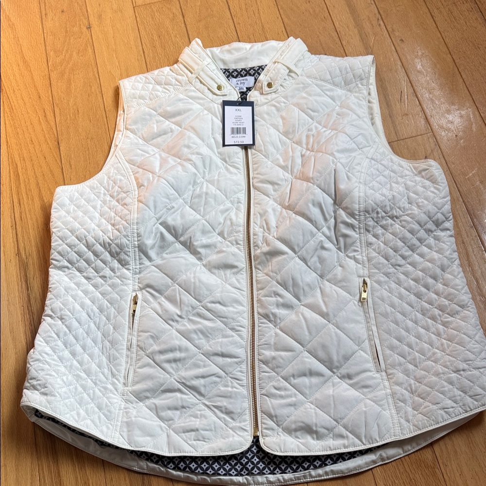 Women's Cream Quilted Vest by crown and ivy xxl NWT